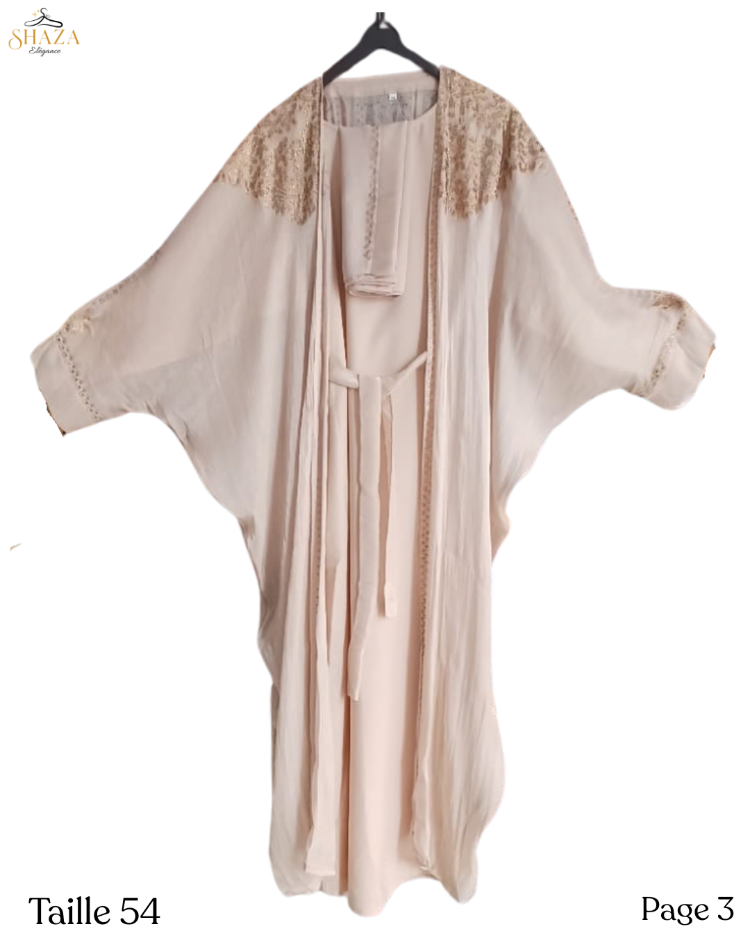 Ensemble beige et doré Hijab assorti
